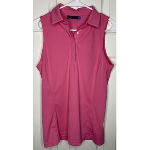 J. Lindeberg Women's Sleeves Athletic Golf Polo Pink Size Medium